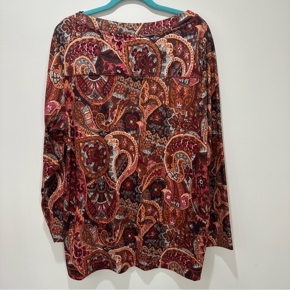 Soft Surroundings Autumnal Paisley Longline Tunic Top. 1X - Picture 2 of 5